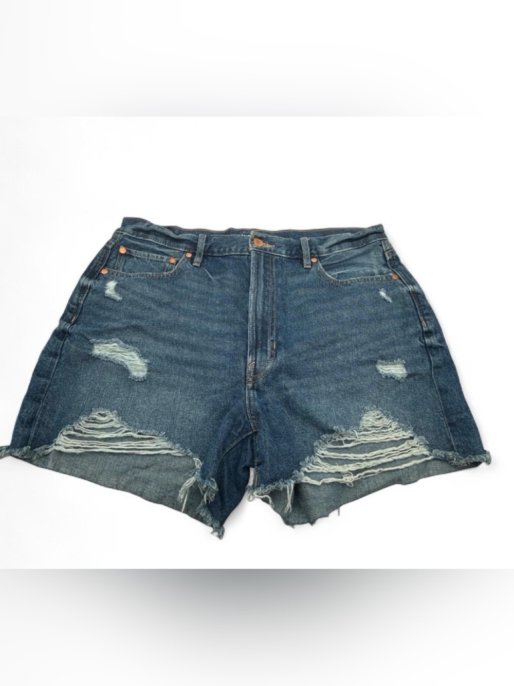 Walkpop Distressed Women's Denim Shorts in Dark Blue XL